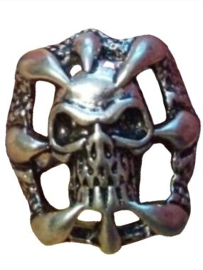 Big Silver Skull Scales Claws Ring Mens Unisex Biker Goth Heavy Metal Rock Sz 10